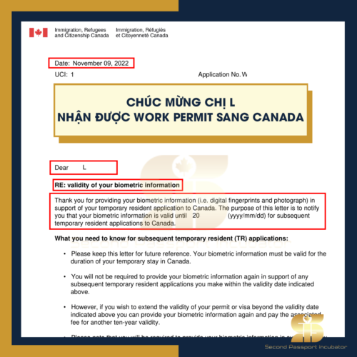 Chúc Mừng Chị LĐã Nhận Được Work Permit Sang Định Cư Canada Trong Vòng 2 Tháng 1