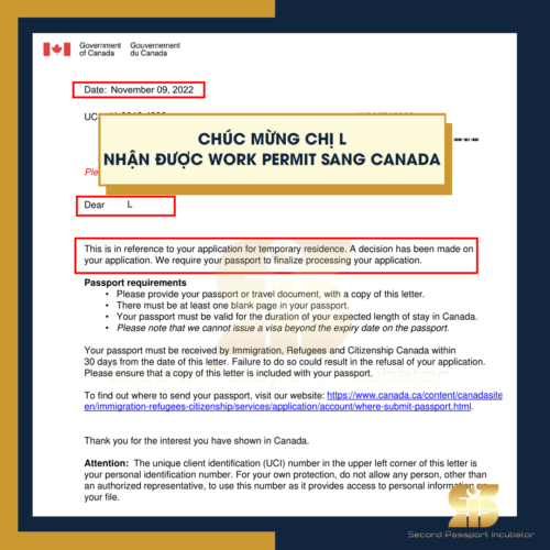 Chúc Mừng Chị LĐã Nhận Được Work Permit Sang Định Cư Canada Trong Vòng 2 Tháng 3